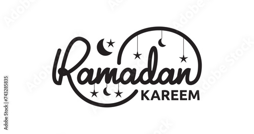 Ramadan Kareem handwritten text calligraphy. Vector illustration. Great for banner designs, greeting cards, invitations, etc.