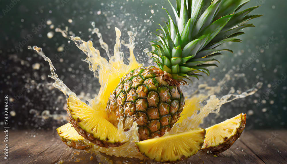 Fototapeta premium Ananas, eksplozja owoców