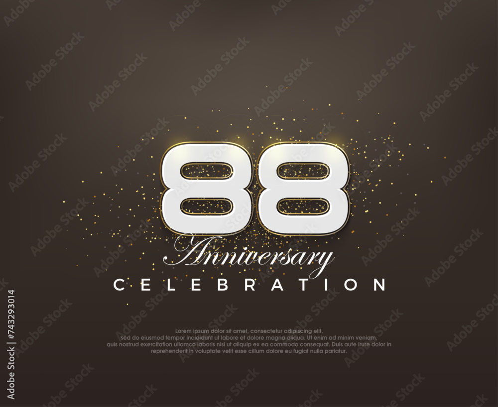 Modern number 88th. elegant anniversary celebration vector design. Premium vector for poster, banner, celebration greeting.