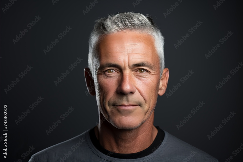 Portrait of a handsome mature man with grey hair against black background Portrait of a handsome mature man with grey hair against black background