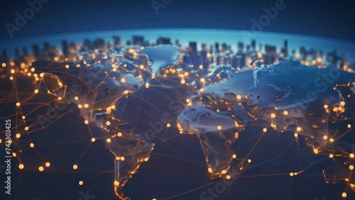 Logistics international delivery concept, World map with logistic network distribution on background.background for Concept of fast or instant shipping, Online goods orders worldwide photo