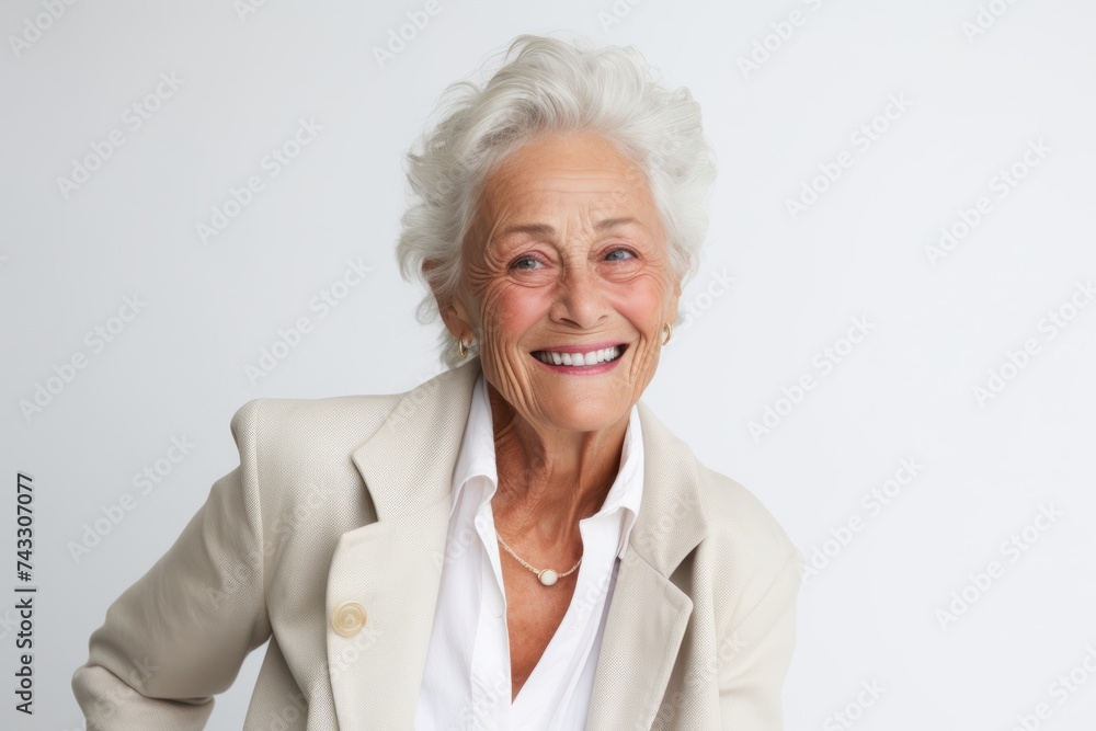 Portrait of a happy senior businesswoman looking at camera over white background Portrait of a happy senior businesswoman looking at camera over white background