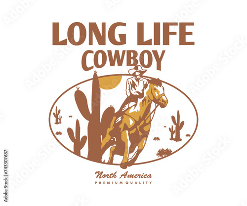 Vintage illustration of cowboy vector t shirt design vector graphic typographic poster or tshirts street wear and Urban style