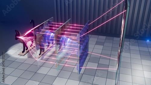 Convolutional Neural Network Principle : Visualization of Animal Pattern Recognition Process, Cat and Computer vision, 3D animation