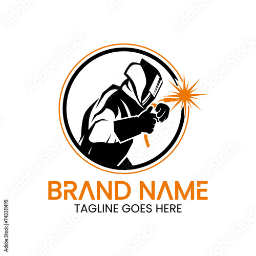 vector logo of welder
