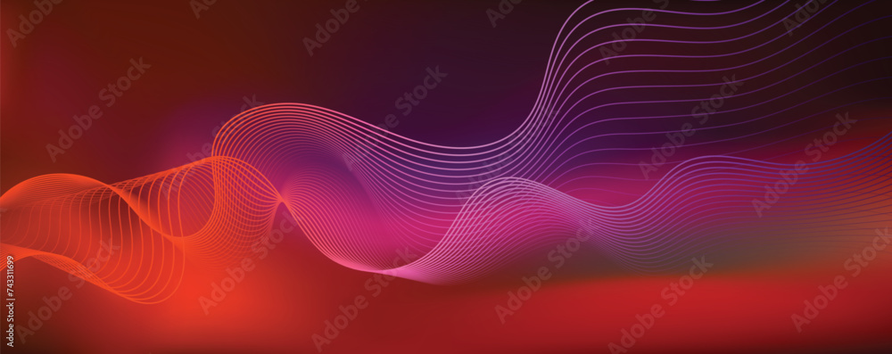 Abstract futuristic technology flowing dynamic wave line with blue pink red purple neon light colours background. For banner, header, flyer, website landing page, wallpaper, soundwave, data and more Abstract futuristic technology flowing dynamic wave line with blue pink red purple neon light colours background. For banner, header, flyer, website landing page, wallpaper, soundwave, data and more