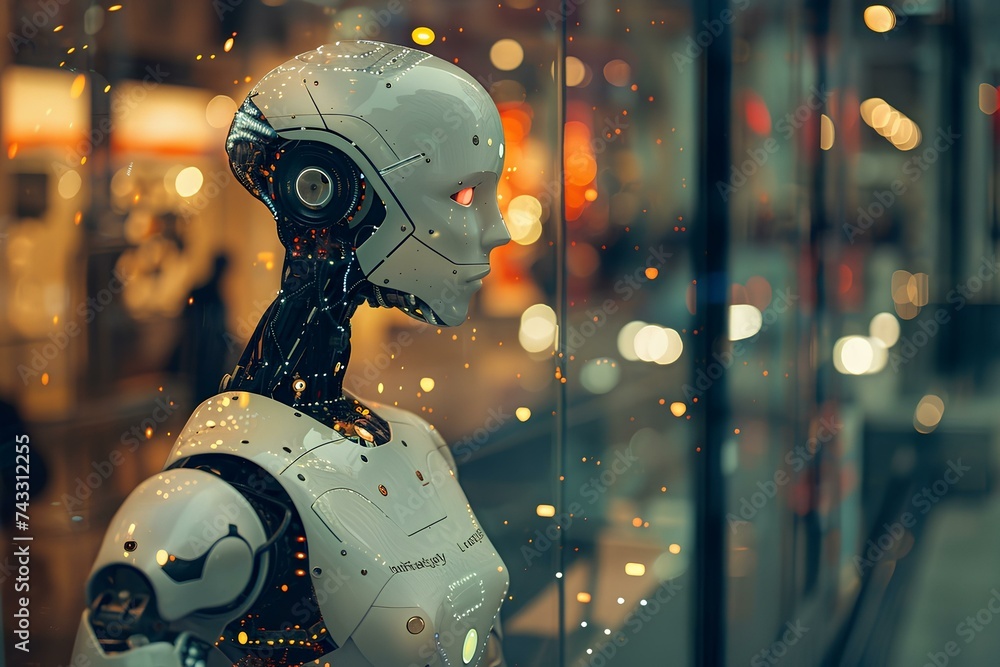 Fototapeta premium Symbolising artificial intelligence robot as background. generative AI
