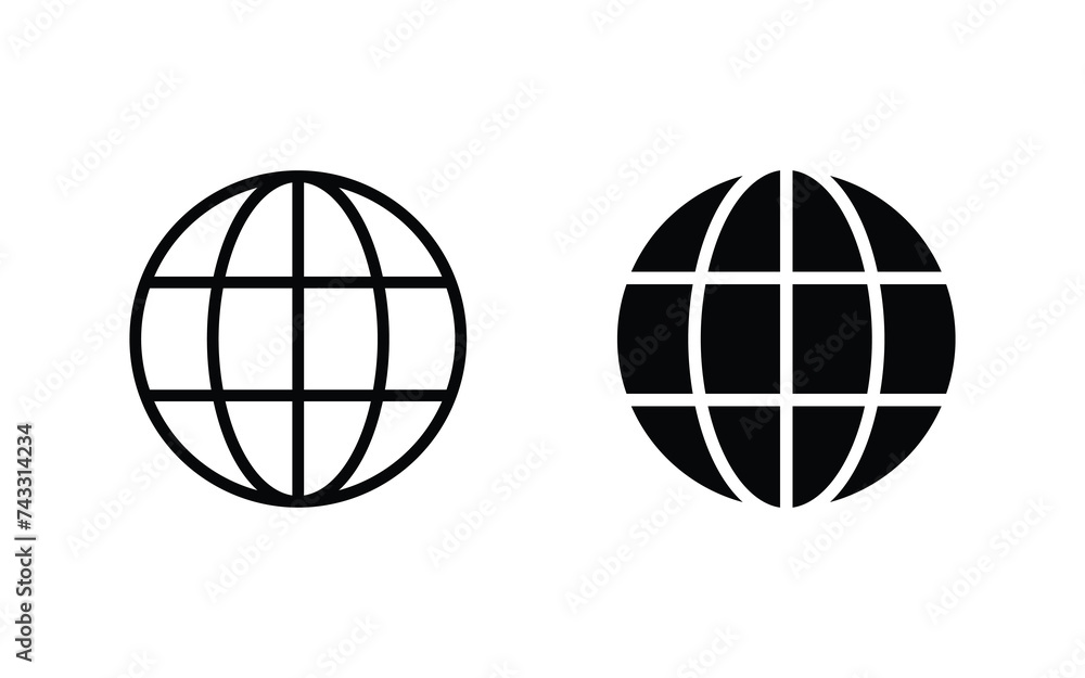 Globe icon, web icon vector illustration for web, ui, and mobile apps - obrazy, fototapety, plakaty 