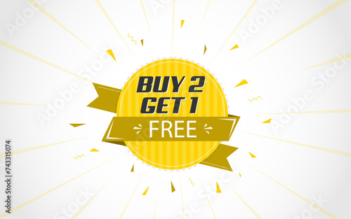Buy two get one free flat vector banner design