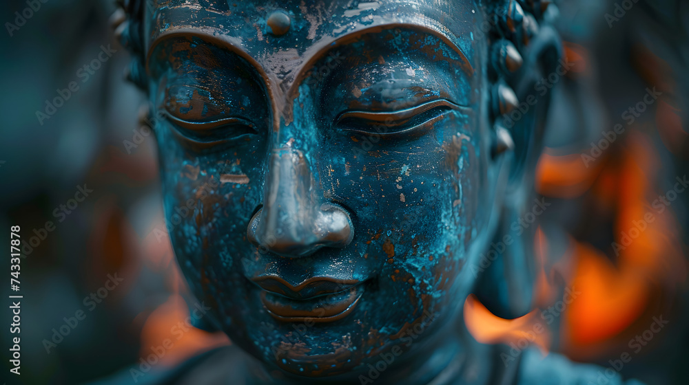 Buddha with moon on the background. Vesak Day