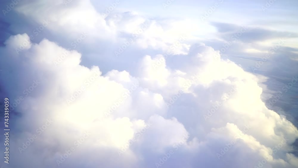 White clouds on blue sky background close up, cumulus clouds high in azure skies, beautiful aerial cloudscape view from above, sunny heaven landscape, bright cloudy sky view from airplane, copy space White clouds on blue sky background close up, cumulus clouds high in azure skies, beautiful aerial cloudscape view from above, sunny heaven landscape, bright cloudy sky view from airplane, copy space