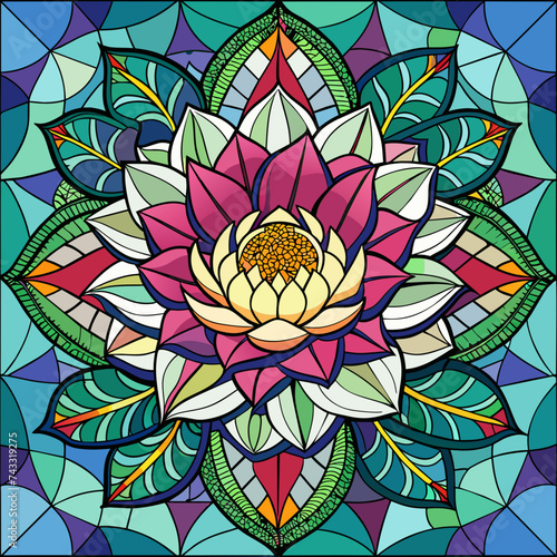 Flower  Stained Glass Style  Full body