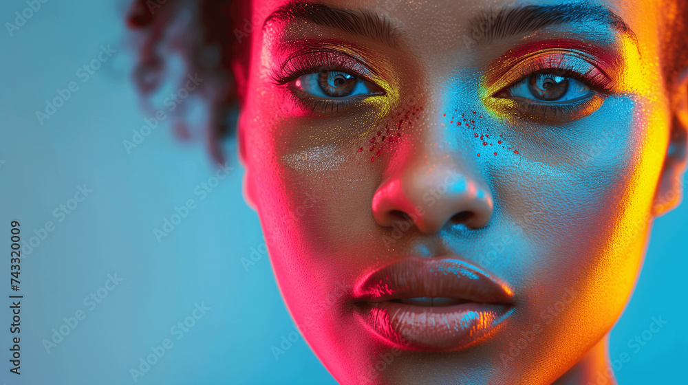 Vivid Colorful Makeup on Woman's Portrait