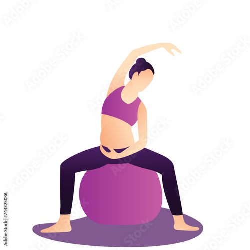 Illustration vector graphic of a pregnant woman doing yoga exercise.