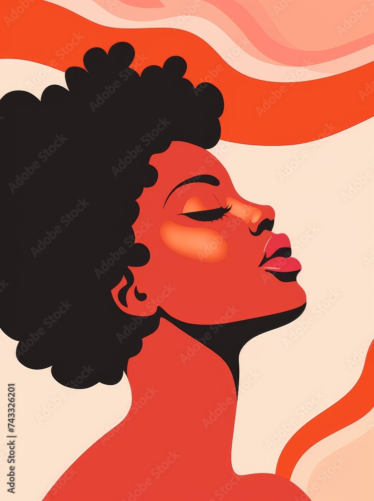 A painting depicting a woman standing with her hair blowing in the wind, capturing a moment of movement and grace. A painting depicting a woman standing with her hair blowing in the wind, capturing a moment of movement and grace.