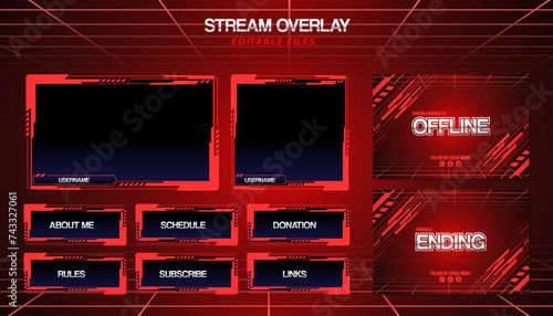 vector red gaming overlay for streaming