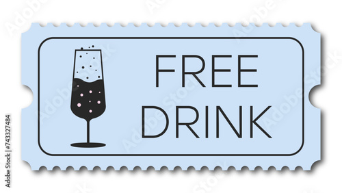 vintage/retro blue ticket free drink