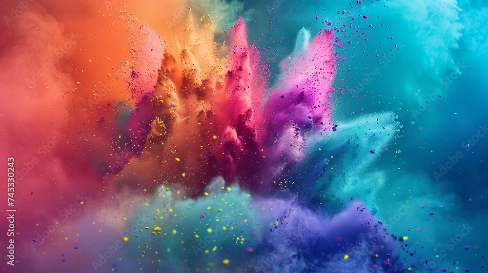 Abstract background of colorful paint explosion. - obrazy, fototapety, plakaty 