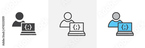 Programmer Isolated Line Icon Style Design. Simple Vector illustration