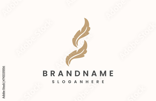 letter S with feather logo design