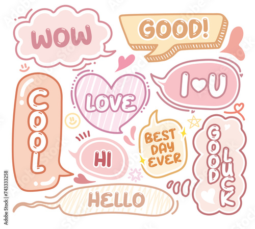 Dialogue speech bubbles. Chat balloons, small talk frames, conversation clouds with greeting phrases. Dialogue chat bubbles vector symbols. Thinking clouds or frames with messages for discussion