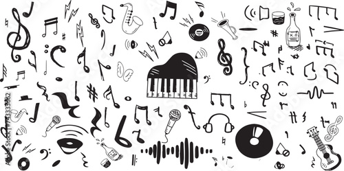 music notes icon set, music notes symbol, vector illustration