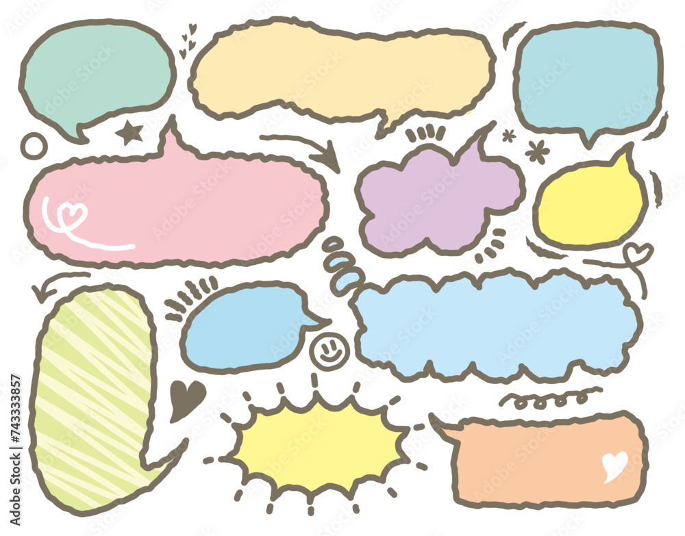 Colorful cute Speech bubble, speech balloon, Doodle Crayon hand drawn vector collection. Blank chat balloons in various shapes. Comic cloud box, empty dialog balloon, conversation memo message set. Colorful cute Speech bubble, speech balloon, Doodle Crayon hand drawn vector collection. Blank chat balloons in various shapes. Comic cloud box, empty dialog balloon, conversation memo message set.