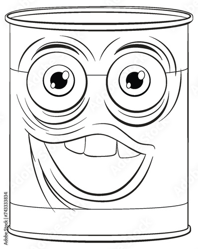 Vector illustration of a smiling tin can character.