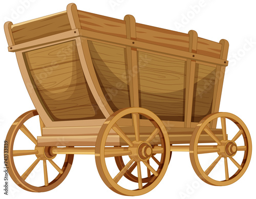 Detailed illustration of an old-fashioned wooden cart.