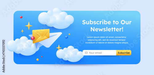 paper plane email subscription to newsletter marketing banner