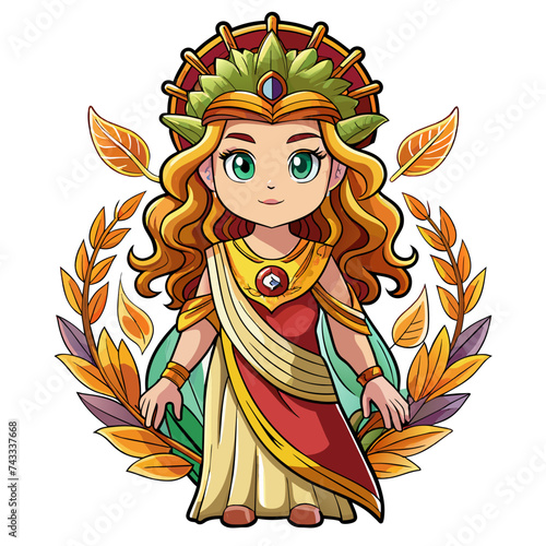 Demeter ,Sticker Style, Full body, white background