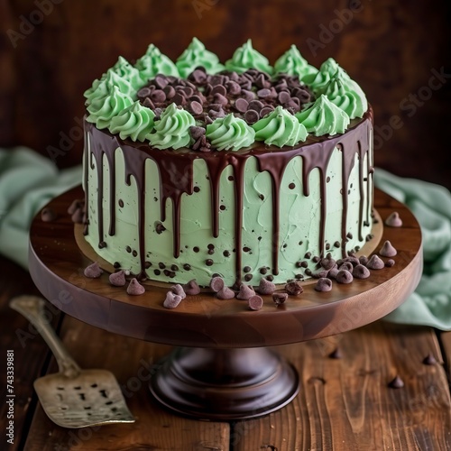 Mint Chocolate Chip Supreme Cake , Birthday Cake, Sweet item, Anniversarry Cake, Food Photography photo