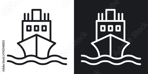 Ship Icon Designed in a Line Style on White Background.