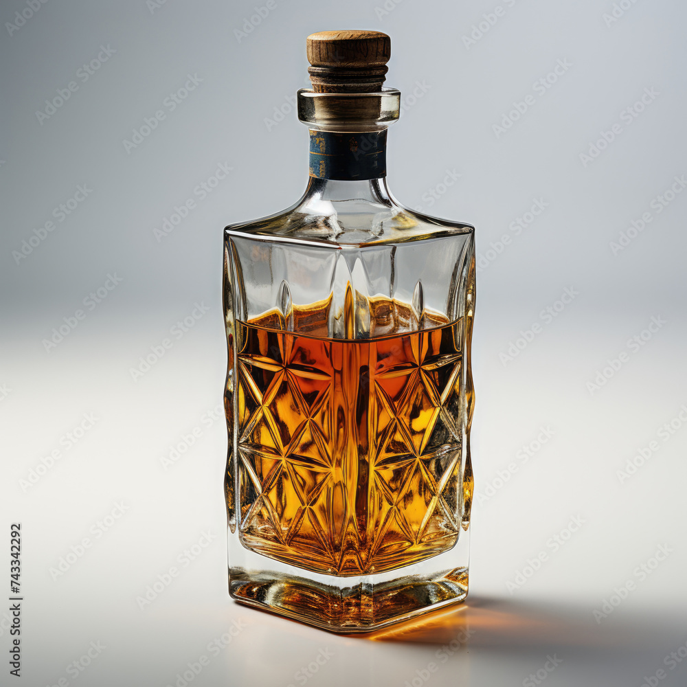 Bottle of whiskey on a white background. Bottle of whiskey on a white background.