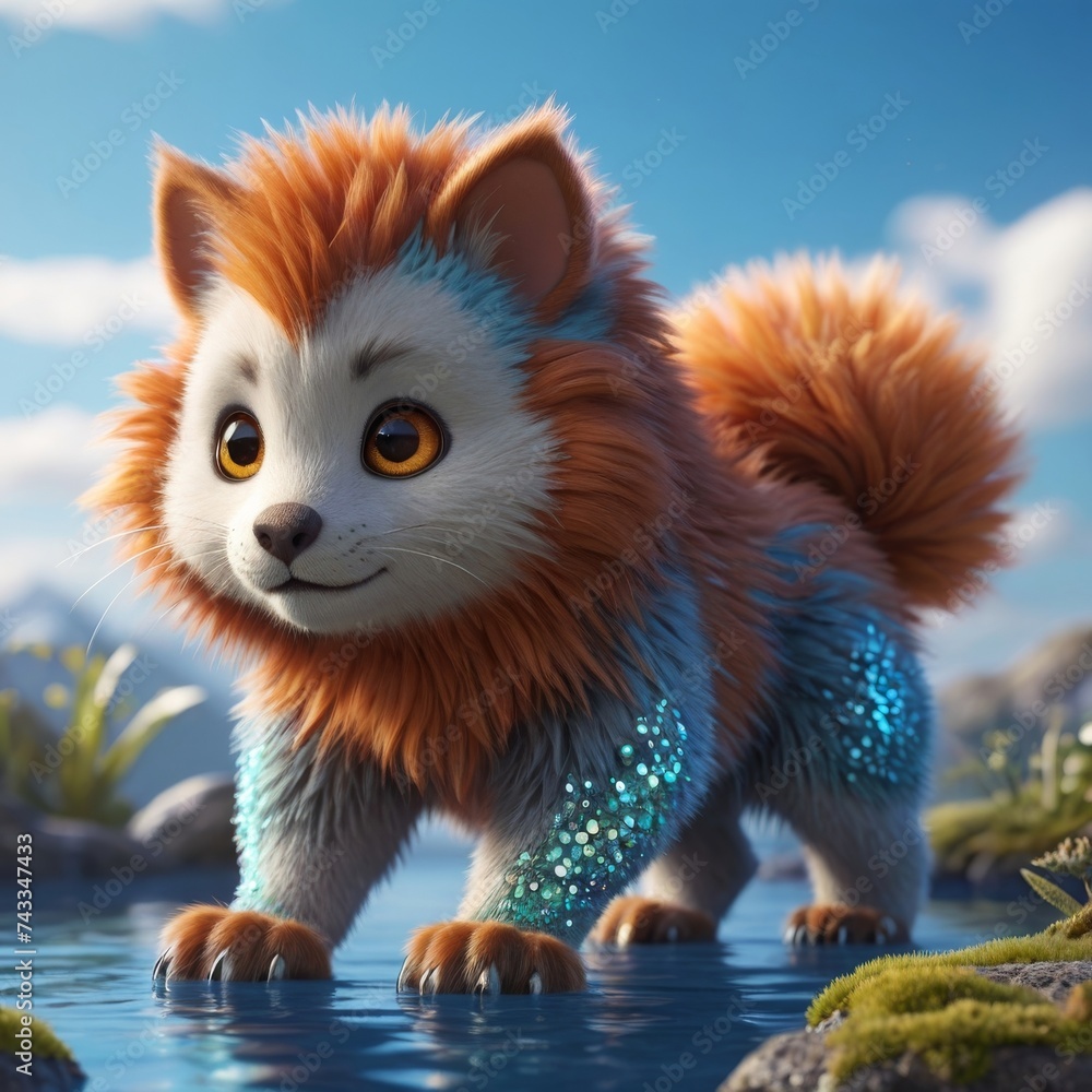 Obraz premium photorealistic of fluffy creature in the forest