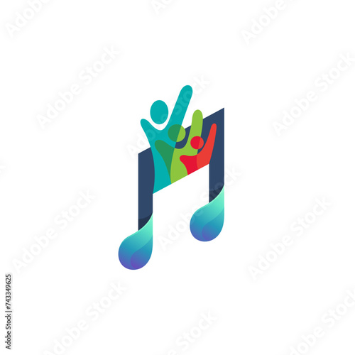 Melody logo with people care design community, sound mix