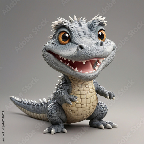 a small, smiling 3D alligator © isaac