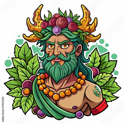 Dionysus ,Sticker Style, Full body, white background