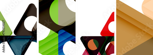 Abstract background set featuring captivating triangles. Harmonious blend of geometry and style, these designs bring modern flair