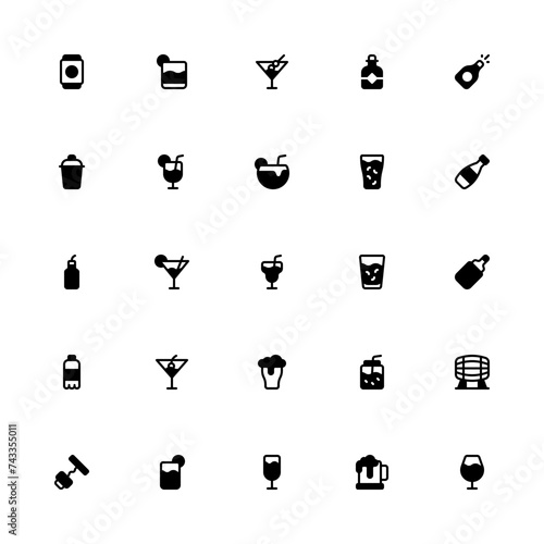 Alcohol Drink Glyph 2d Icon. Editable stroke. Pixel Perfect at 32x32