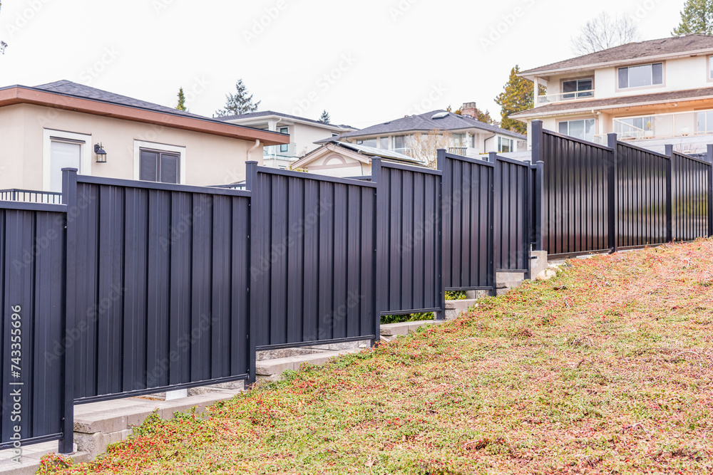 fence with metal frame in Vancouver, Canada, North America. fence with metal frame in Vancouver, Canada, North America.