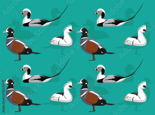 Bird Sea Duck Smew Cute Seamless Wallpaper Background