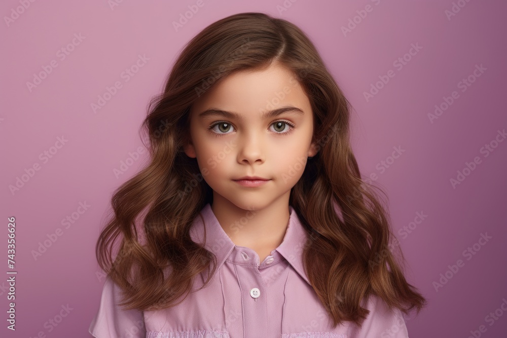 Portrait of a cute little girl with long curly hair and blue eyes. Portrait of a cute little girl with long curly hair and blue eyes.