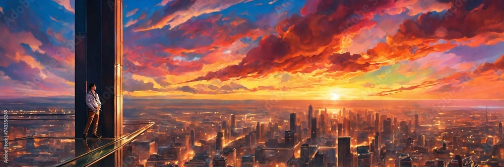 Obraz premium sunset over the city