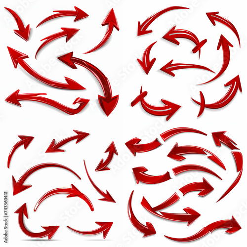curved red arrow in different directions