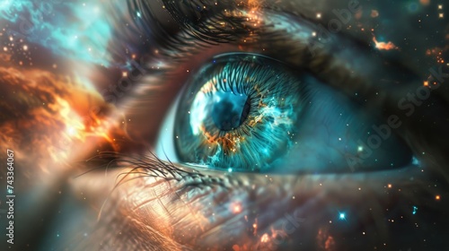 Gazing into your eyes, glimpsing the multiverse of our shared future. Ai Generated. photo