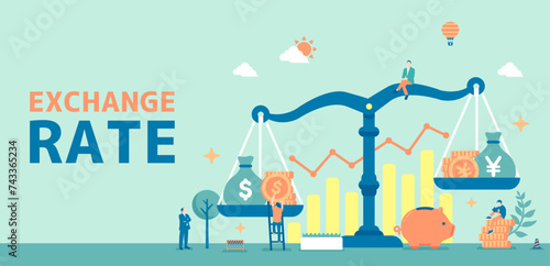 Currency exchange rate vector banner illustration