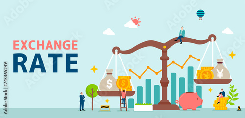 Currency exchange rate vector banner illustration