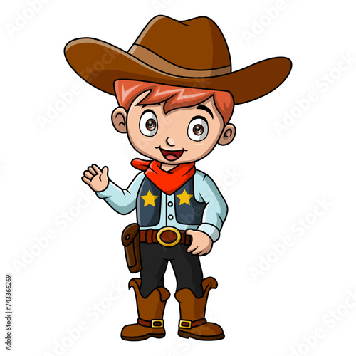 Cute cowboy cartoon on white background