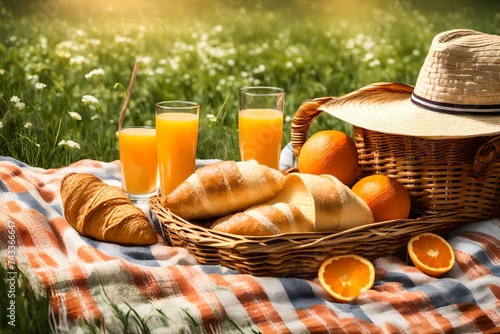 breakfast in the garden, orange in the backet photo